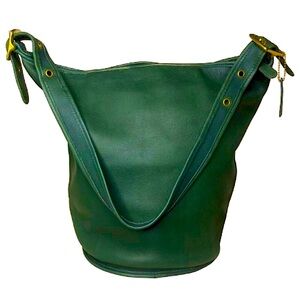 COACH Bottle Green Glove Tanned Leather Duffle Sac XL Bucket Bag 9085 USA COA
